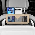 Car Seat Side Pocket Organizer, PU Leather Multifunctional Small Vehicle Console Side Storage Pouch, Automotive Gap Filler Bag for Cell Phone Sunglasses, Universal for SUV RV Truck (Beige)