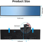 JOYTUTUS Rear View Mirror, Universal 11.81 Inch Panoramic Convex Rearview Interior Clip-on Wide Angle Mirror to Reduce Blind Spot Effectively for Car SUV Trucks - Blue