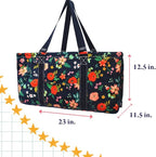 NGIL Extra Large Utility Tote Reusable Grocery Bag Oversized Collapsible for Groceries, Storage, Picnic, Beach (Sunflower W/Cow-black)