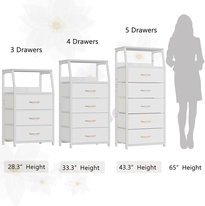 Furnulem Tall 4 Drawers Dresser, Vertical Storage Tower for Bedroom, Hallway, Entryway, Nursery, Closet Organizer, Nightstand