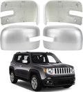 Driver & Passenger Side Mirror Cover Replacement for Jeep Renegade 2015 2016 2017 2018 2019 - Left & Right Side Mirror Covers, Rear View Mirror Cap Accessories Silver, With Lamp