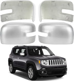 Driver & Passenger Side Mirror Cover Replacement for Jeep Renegade 2015 2016 2017 2018 2019 - Left & Right Side Mirror Covers, Rear View Mirror Cap Accessories Silver, With Lamp