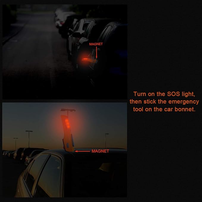 LUXON Car Emergency Escape Tool 8-in-1,Car Safety Tool:Window Breaker,Seat Belt Cutter,LED Flashlight,USB Charger,SOS