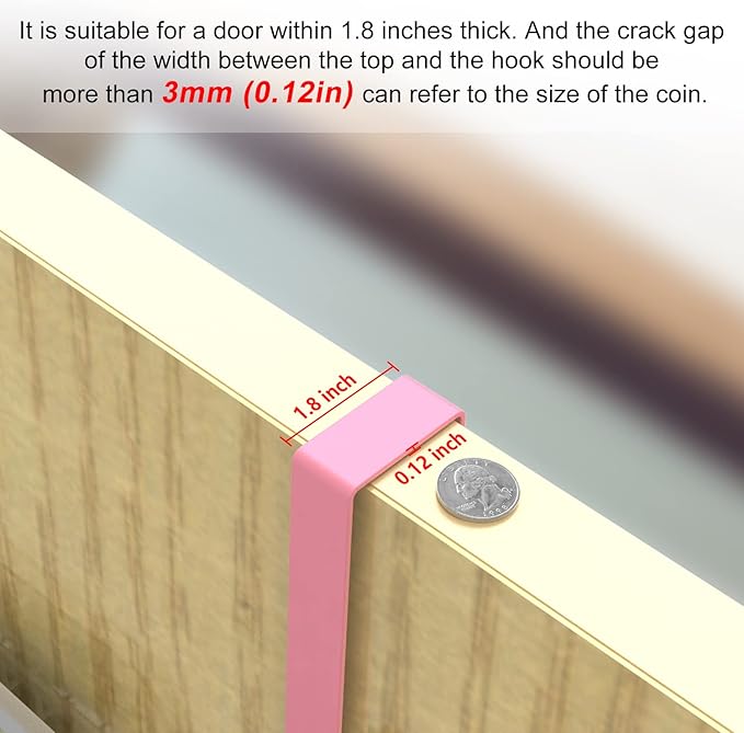 Coat Rack, Over The Door Hanger with Mesh Basket, Detachable Storage Shelf for Towels, Hats, Handbags, Coats (Pink-2 Baskets)