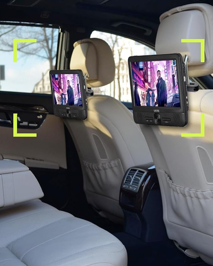 Car Headrest Mount Holders for Dual Screen Portable DVD Player, Seat Headrest Brackets for WONNIE/NAVISKAUTO/Sylvania Portable DVD Player, Car DVD Player Headrest Mounts (2 Sets)