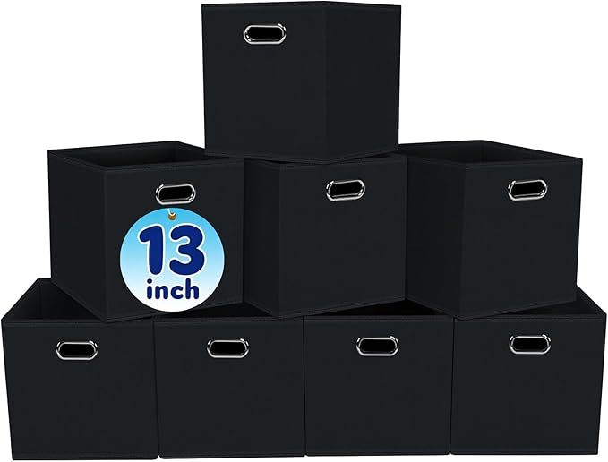 Fabric Cubby Storage Bins,13x13x13 Inches ,Cube Organizer Bin Foldable Storage Boxes with Dual Handles Fabric Organizer Box a