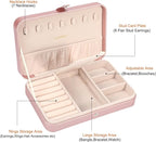 LANDICI Small Jewelry Box for Women Girls, PU Leather Travel Jewelry Case, Portable Jewelry Organizer Storage Holder Display 