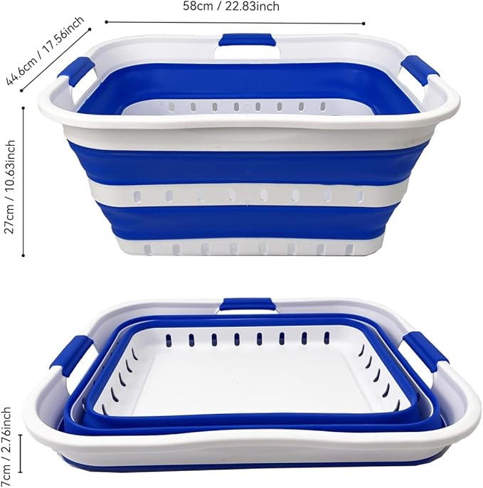 SAMMART 42L (11 gallon) Collapsible Plastic Laundry Basket - Foldable Pop Up Storage Container/Organizer - Space Saving Hampe