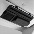Car Sun Visor Organizer, Leather Sun Visor Pocket Organizer Case with Multi-Pocket Net Zipper, Suede Note Holder Car Visor Storage Pouch for Card Pen Sunglasses Document (Black)