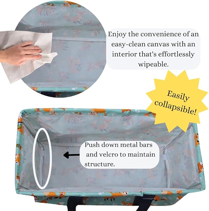 NGIL Extra Large Utility Tote Reusable Grocery Bag Oversized Collapsible for Groceries, Storage, Picnic, Beach (Fox Life-Navy)