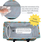 NGIL Extra Large Utility Tote Reusable Grocery Bag Oversized Collapsible for Groceries, Storage, Picnic, Beach (Fox Life-Navy)