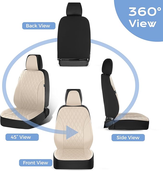 FLORICH Car Seat Covers Front Seat, Leather Seat Covers for Cars, Waterproof Car Seat Protector Breathable, Front Seat Covers