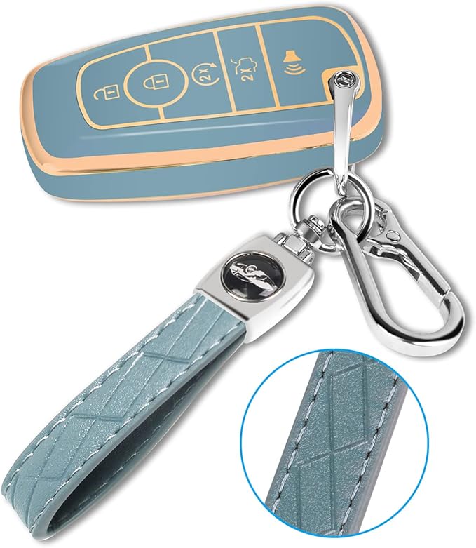 For Ford Key Fob Cover with Keychain, Soft TPU Key Case Shell Full Protection for Ford Explorer Fusion Escape Edge Expedition