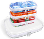 Clear Hard Plastic Zipper Case,Transparent Double Zippers Hard Pouch with 3pcs,Portable Travel Organizer Bin for Toy Storage