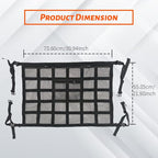 Car Ceiling Cargo Net Pocket, Car Mesh Organizer, 31.5"*21.6" Double-Layer Interior Roof Cargo Net, Universal Auto Accessory Adjustable Buckle Roof Storage for Truck SUV Travel Long Road Trip