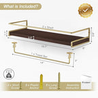 Floating Shelves Bathroom Shelves Over Toilet Set of 2, Bathroom Wall Shelves with Towel Bar, Wall Mounted Vanity Shelf for B