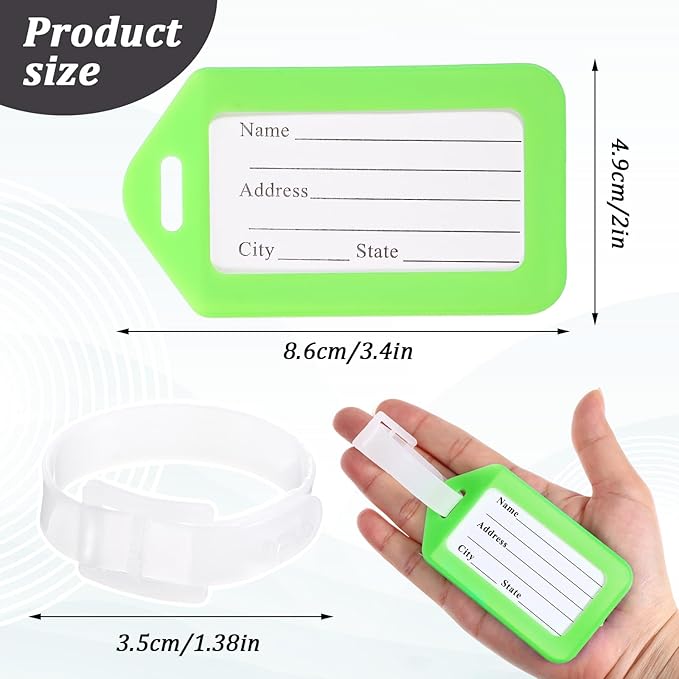 200 Pcs Luggage Tags, 10 Color Plastic Baggage ID Tags Pack Name with Blank Inserts for Suitcases, Backpacks, and Travel Bags