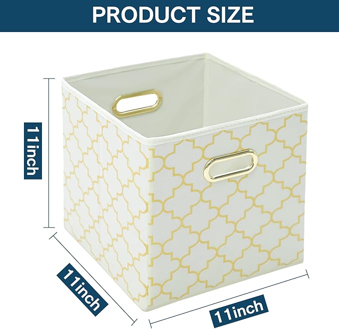 Fabric storage bins Cubes, Fabric Cube Organizer with Handle, Foldable Cube Bins for Cloth or Accessary Storage, 11x11x11, Se