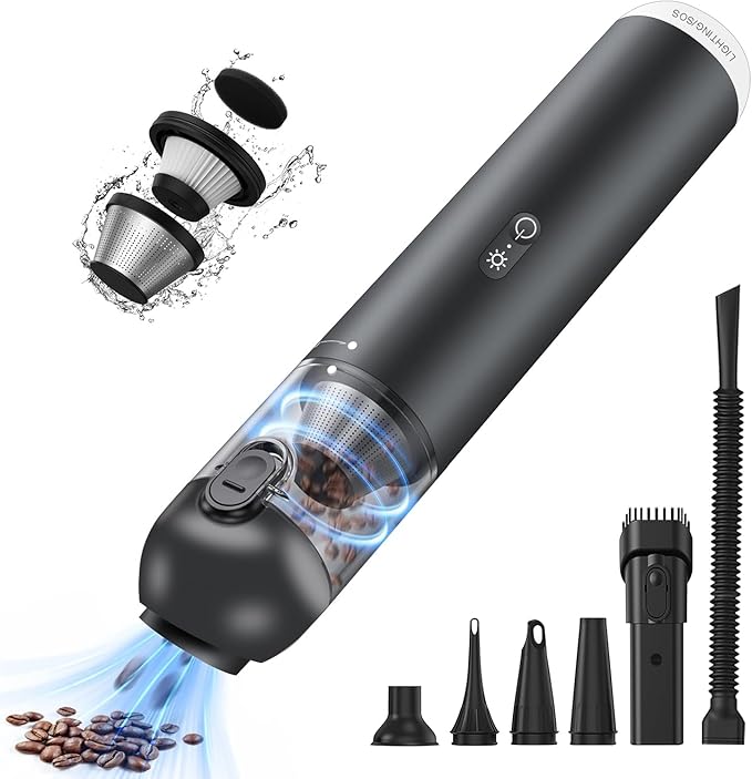 Cordless Handheld Car Vacuum Cleaner - 15000PA Portable Vacuum with LED Light & HEPA Filter, Blow & Suction 2 in 1 Small Hand