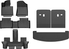 Powerty Floor Car Mat for Hyundai Santa Fe 2024 2025 2026, All Weather TPE Custom Trunk Cargo Mat Liner with Backrest Mat Replacement for Hyundai Santa Fe 6/7-seater Accessories (Include Hybrid&Gas)