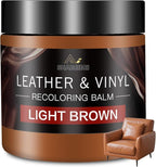 Leather Recoloring Balm and Scratch Repair Kit, Light Brown Leather Restorer for Couches, Furniture, Car Seats, Leather Paint