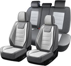 Coverado Car Seat Covers Full Set, Seat Covers for Cars, Front Seat Covers and Back Seat Cover Waterproof Leather Automotive 