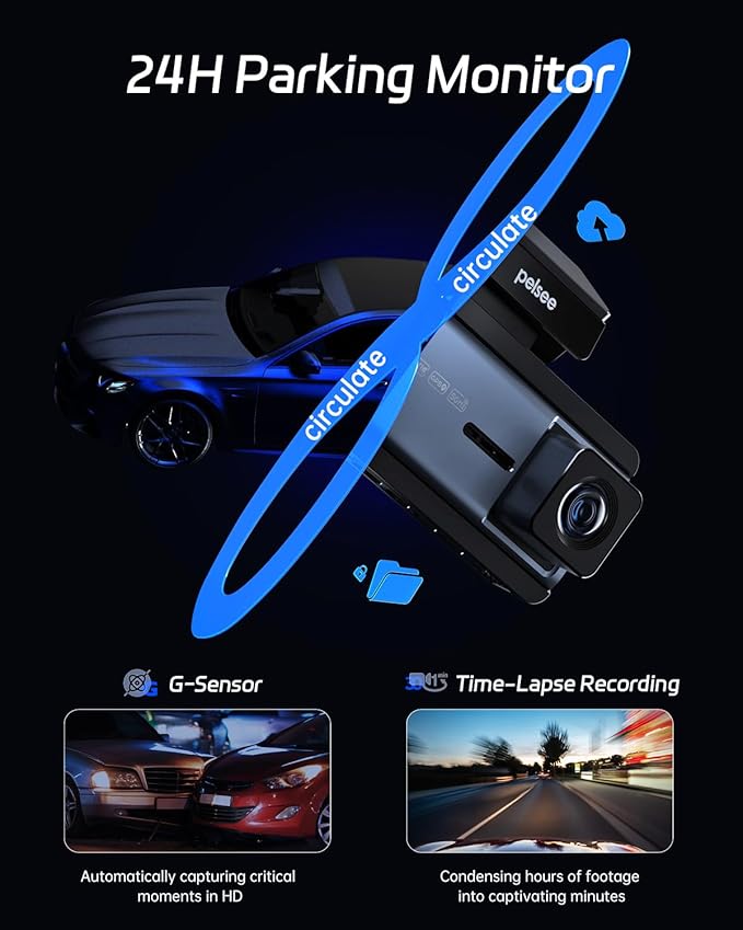 Pelsee P3 4K Dash Cam Front and Rear, 64GB SD Card, 4K+1080P Dual Dash Camera for Cars with Wi-Fi, GPS, ADAS, BSD, LCA, 3’’ I