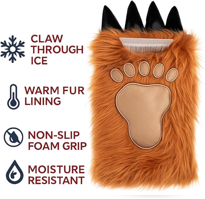 Gears Out Massive Bigfoot Hand Ice Scraper - Bigfoot Gifts - Sasquatch Claw Faux Fur Hand Warmer with Built in Ice Scraper Foam Grip Novelty Winter Snow and Ice Remover for Cars Trucks SUV