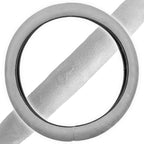 BDK Ergonomic Leather Grip Steering Wheel Cover - Soft Plush Memory Foam Grip for Standard Size Wheels 14.5-15 inch Gray