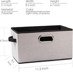 PRANDOM Fodable Storage Baskets for Closet [5-pack] Decorative Fabric Storage Bins Cubes with Leather/Metal Handles for Shelv