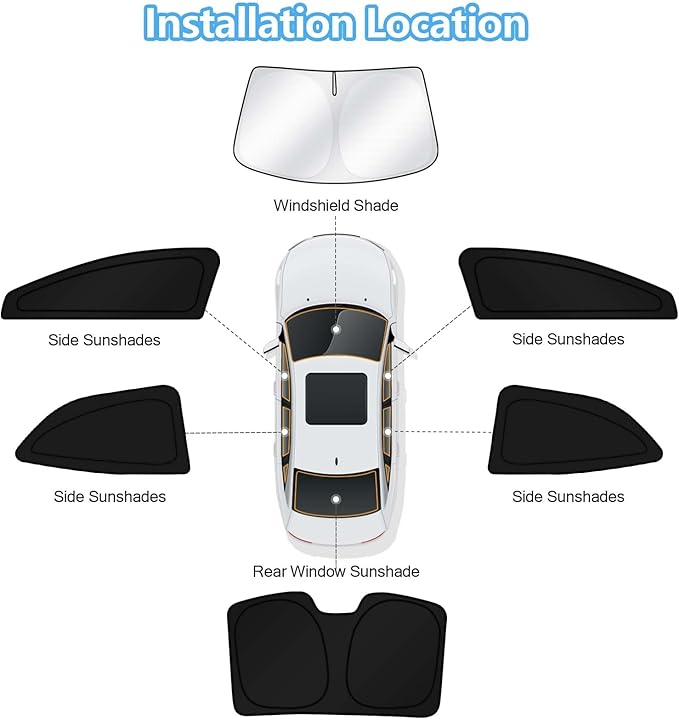 KUST Car Window Shades for 2020-2025 2026 Toyota Corolla Hatchback Accessories Windshield Sun Shade Side Rear Window Covers Sunshade Privacy Protection for Camping Blackout UV Block Full Set 6PCS