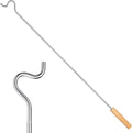 Closet Reacher Pole with Hook and Wooden Handle, Heavy Duty - Adjustable 2.75-5 Feet, Chrome Plated Steel Clothing Hanger She