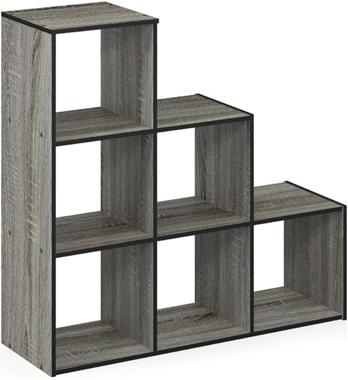 Furinno Pelli 3-2-1 Cubic Storage Cabinet, French Oak Grey/Black