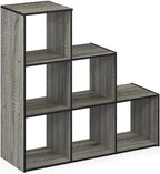 Furinno Pelli 3-2-1 Cubic Storage Cabinet, French Oak Grey/Black