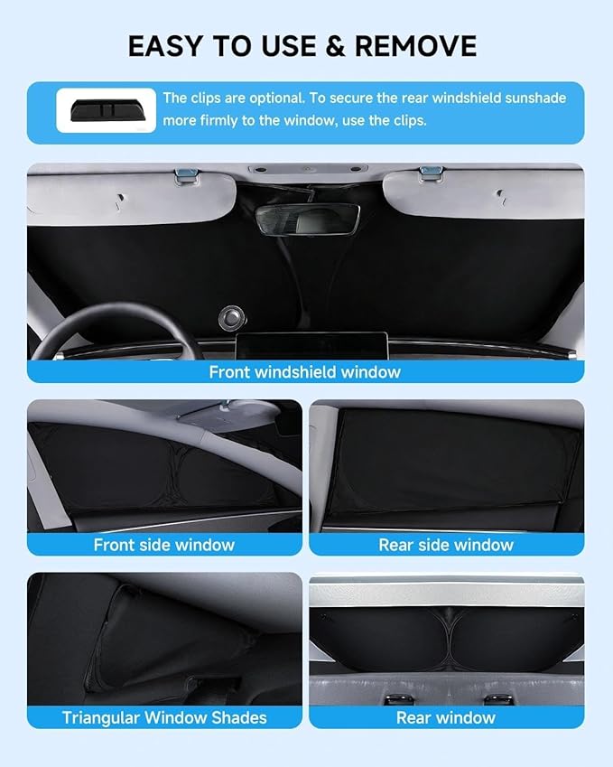 8pcs Windshield Sun Shades for Ford Explorer 2020-now，Accessories, Reflective Thicken Full Car Window Covers Sunshade for Windshield Side Rear, UV Block and Blackout Privacy for Camping Napping