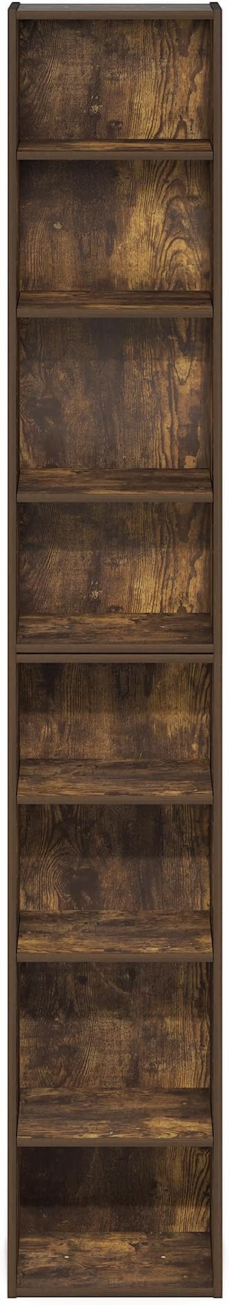 Furinno PASIR Book Shelf, 8-Tier Bookshelf, Bookcase with Open Shelf, 9.3 x 11.8 x 70.9, for Living Room, Bedroom, Home Offic