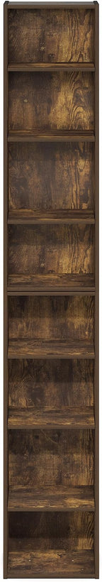 Furinno PASIR Book Shelf, 8-Tier Bookshelf, Bookcase with Open Shelf, 9.3 x 11.8 x 70.9, for Living Room, Bedroom, Home Offic