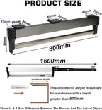 Adjustable Pull Out Clothes Rail 30-80cm, Space Saving Steel Trouser Hanger Rack, Extendable Closet Organizer, Strong 25kg Lo