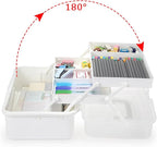 BTSKY 3-Layer Plastic Dividing Storage Box Craft Organizer with Adjustable Spacers Portable Handled Art Supply Organizer Mult