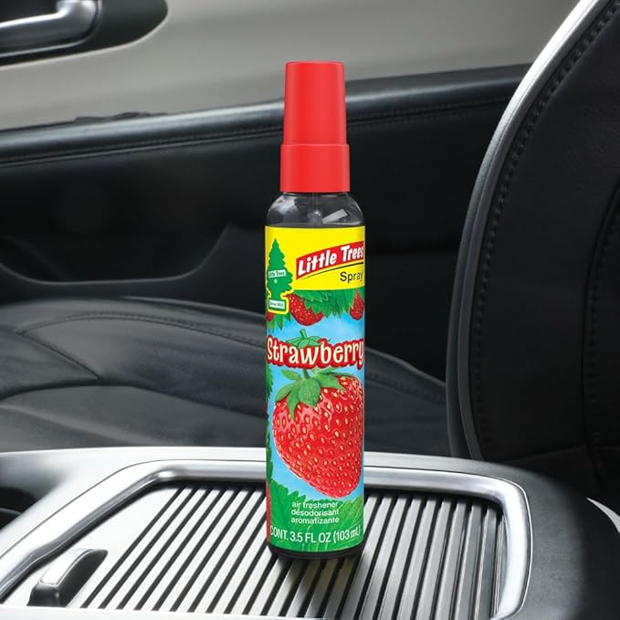 LITTLE TREES Car Air Freshener | Spray Provides a Long-Lasting Scent for Auto or Home | On-the-go Freshness | Strawberry, 6 A