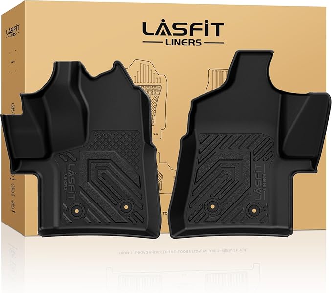 LASFIT Floor Mats for 2022-2026 Ford Transit Vinyl Floor Transit 150/250/350/350HD(Not for Transit Connect) All Weather Protector TPE Van Floor Liners for Transit Cargo/Passenger/Crew Vans, Black
