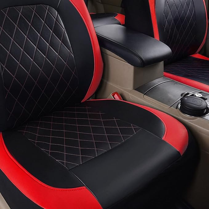 Deluxe Pu Luxury Leather Two Front Car Seat Covers, Waterproof Faux Leather Automotive Seat Covers Airbag Compatible Universa
