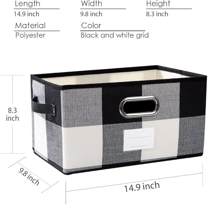 PRANDOM Large Collapsible Storage Baskets for Closet [3-pack] Decorative Fabric Storage Bins Cubes with Leather/Metal Handles