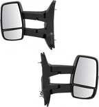 TRQ Driver and Passenger Side Power Mirror Set Textured Black Long Arm Design without Heat Compatible with 2015-2017 Ford Tra