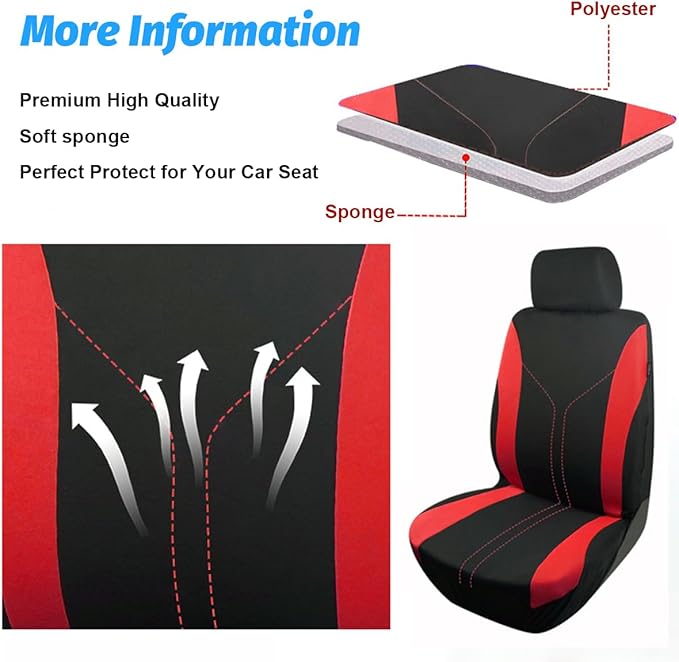 Car Seat Covers Full Set, Breathable Vehicle Front and Rear Split Bench Protector Airbag Compatible, Waterproof Automotive In