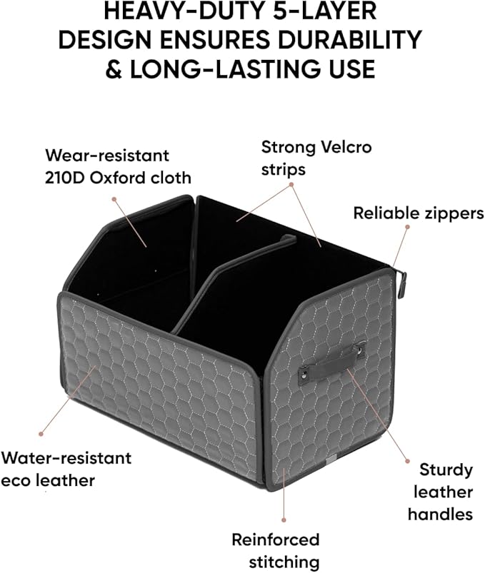 Owleys Foldable Trunk Organizer For Car - Trunk Organizers Car Storage - Collapsible Auto Trunk Organizer With Lid - Small