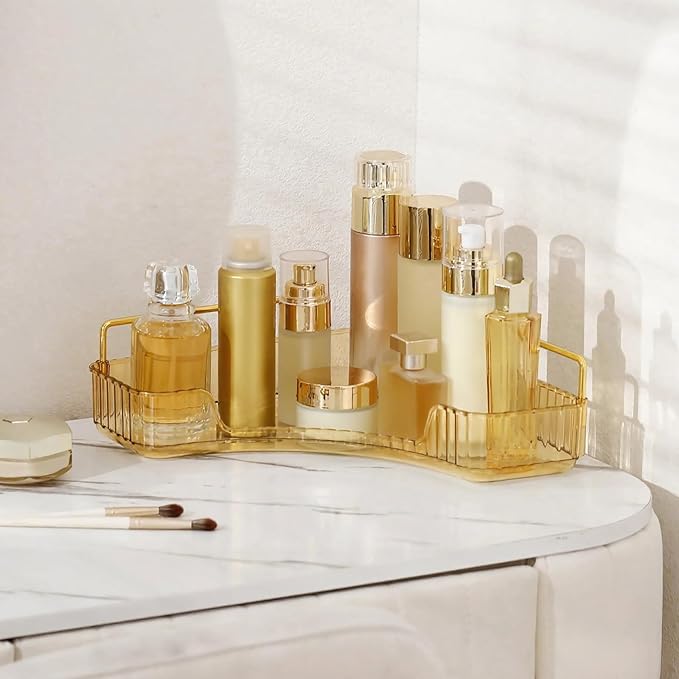 INVSSENE Corner Bathroom Countertop Organizer, Vanity Organizer Trays for Counter, Makeup Organizers, Perfume Tray, Skincare 