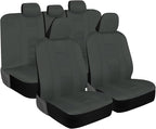 carXS Seat Covers for Cars, Solid Gray Two-Tone Car Seat Covers with Matching Back Seat Cover, Made to Fit Most Auto Truck Va