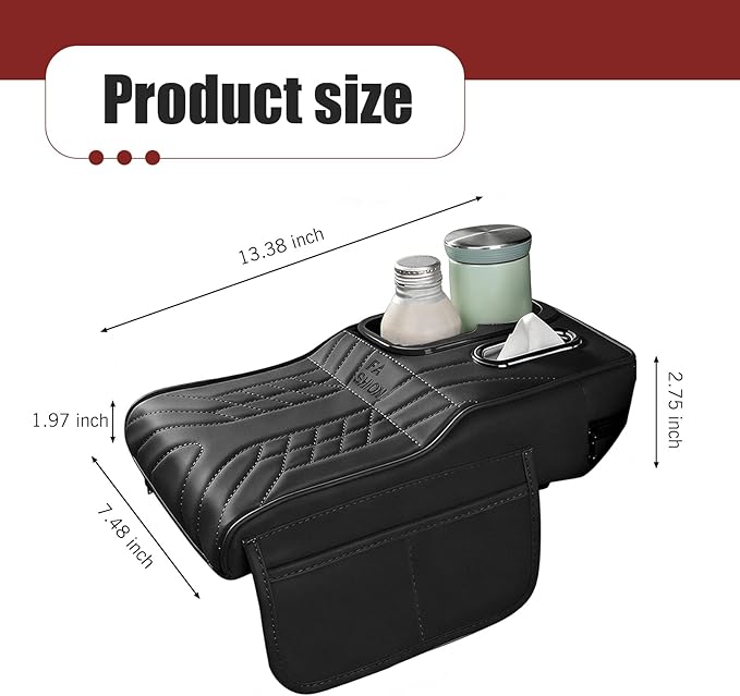 Car Seat Gap Organizer, Car Interior Organizer for Seat Gap Storage, Leather Multi-Functional Storage Box with Tissues, Universal for Most Cars (Black)