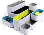 Three by Three Seattle 10 Piece Metal Organizer Tray Set for Storing Makeup, Stationery, Utensils, and More in Office Desk, K